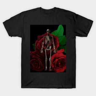 Human anatomy and roses: skeleton T-Shirt